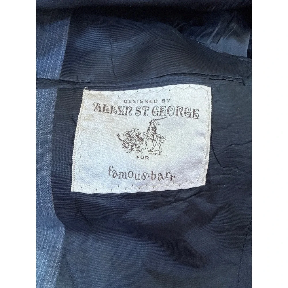 Vintage Allyn St George 2 Piece Suit 46R Italy Gray Blue 90s